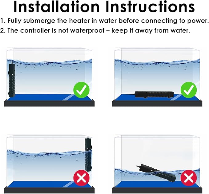 300W Aquarium Heater, Adjustable Fish Tank Heater, with Digital Display, Overheat Protection & Dry Run Protection, for 40-75 Gallon Water