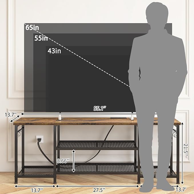 YGEOMER TV Stand for Up to 65 Inch TVs, Entertainment Center