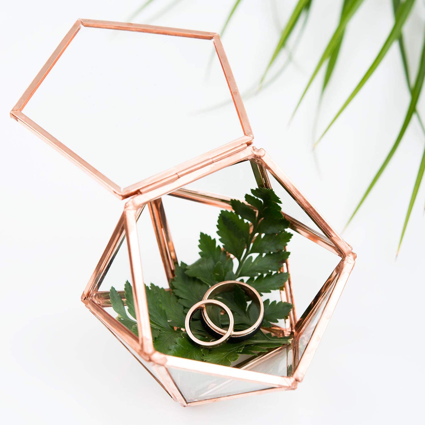 WEDDINGSTAR Small Glass Geometric Terrarium Style Ring Jewelry Box - Blank