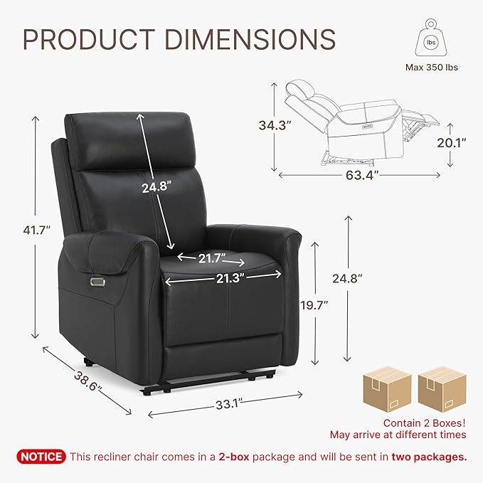KISLOT Leather Recliner Chair Set of 2, Wall Hugger RV Recliners