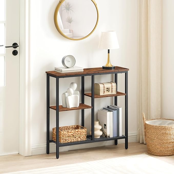 HOOBRO Narrow Console Table, Sofa Table, 4-Tier Industrial Entryway Table