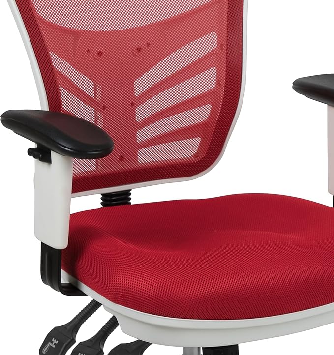 Flash Furniture Nicholas Mid-Back Red Mesh Multifunction Executive Swivel