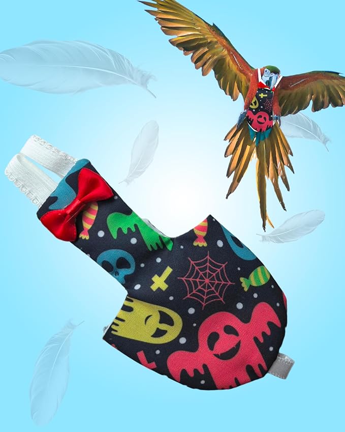 UKJENT Bird Diaper Protective Parrot Nappy 2 Pack, Reusable Flight Suit with Waterproof Inner Layer, Washable Cute Urine Wet Suit for Cockatiel Monk Parakeet Sun Parakeet Lory(S)