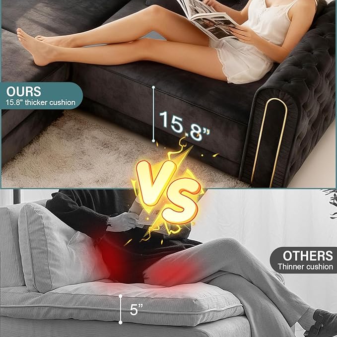 90.6'' Velvet Folding Floor Sofa Bed