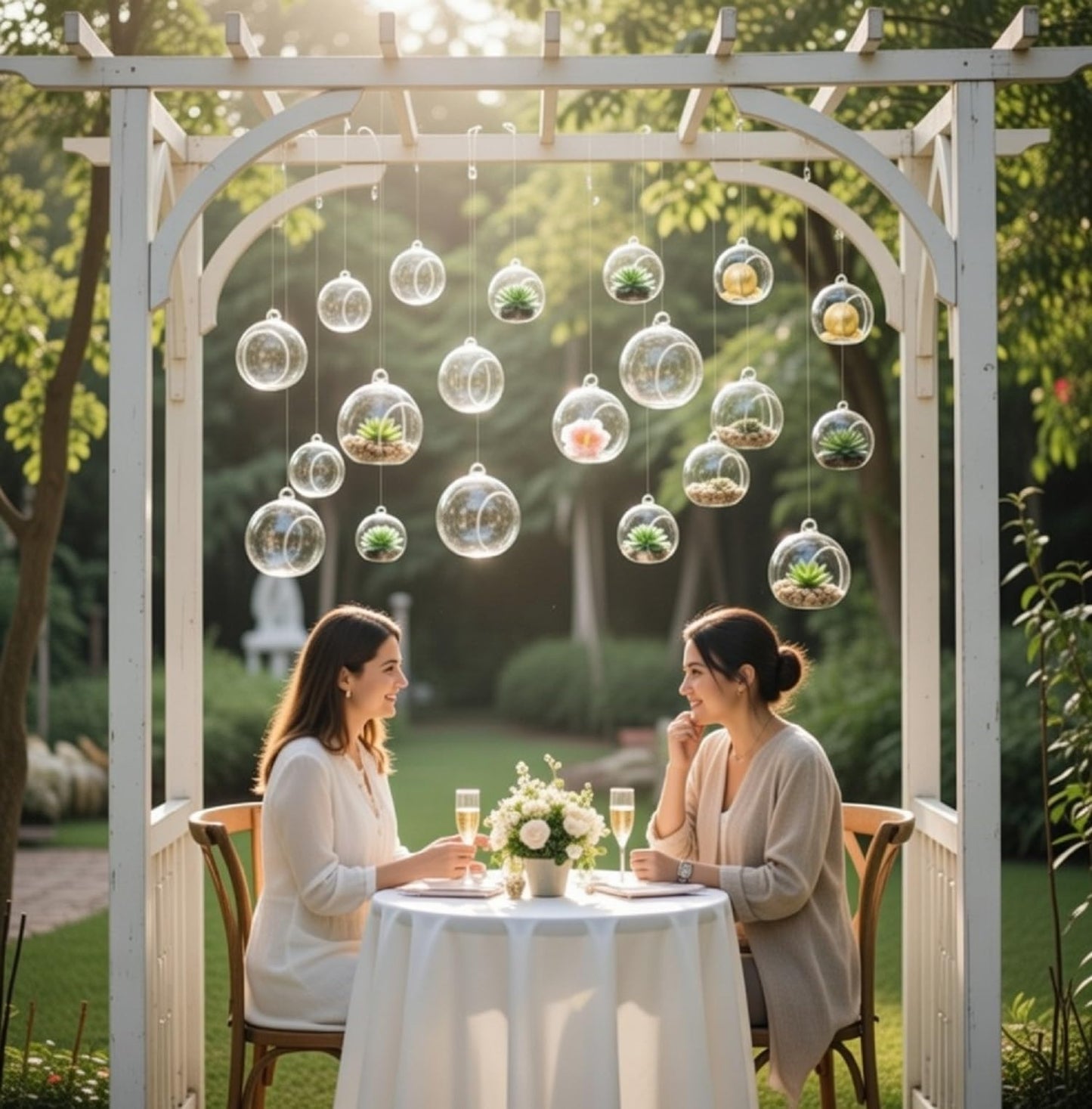 GlikCeil 12 Pcs 5.3'' 3.9'' 3.15'' Hanging Glass Tealights Candle Holder Large Globes Fillable Plant Clear Terrarium Orbs Air Plants Holder with Fishing Line Wedding Centerpiece Tree Decor