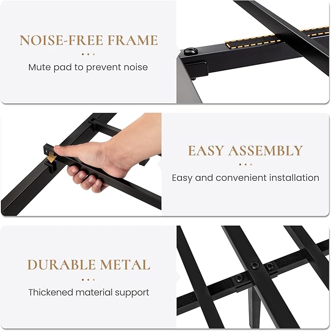 SHA CERLIN King Size Metal Platform Bed Frame