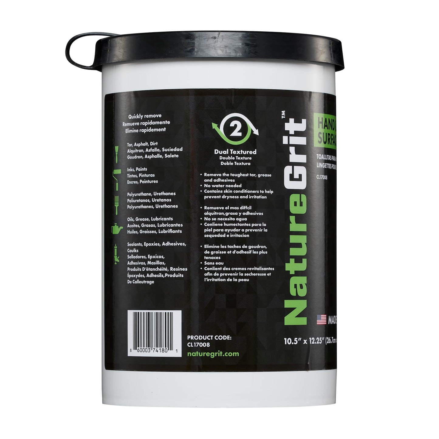 NatureGrit Hand & Surface Wipes: Heavy Duty Grease & Grime Removal, Degreaser Wipes for Mechanics, Workshop Use (1)