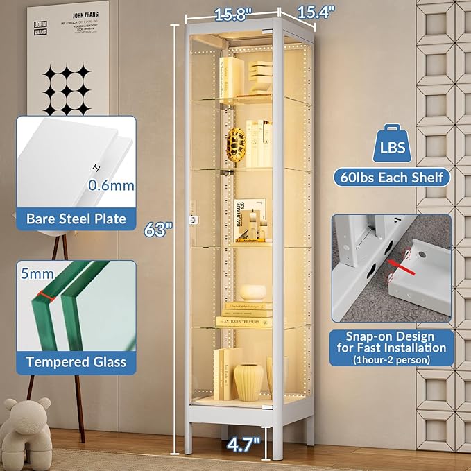 5-Tier Glass Display Cabinet