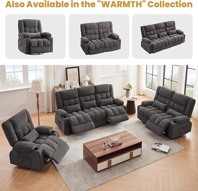 BOSMILLER Reclining Sofa with Cup Holders