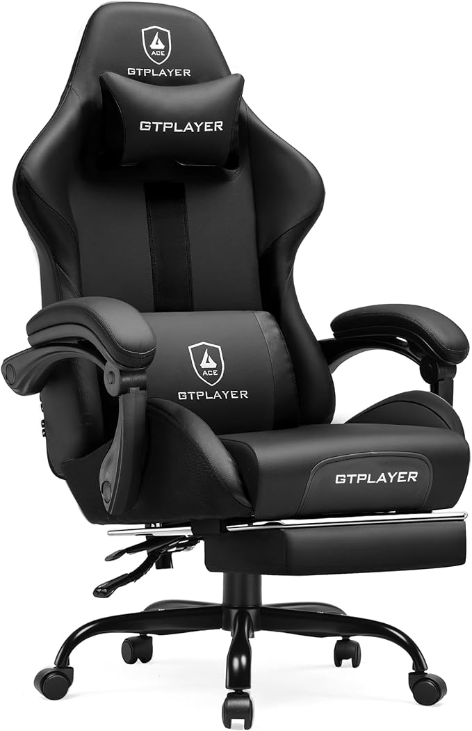 GTPLAYER Gaming Chair with Pocket Spring Cushion, Leather Office Chair with