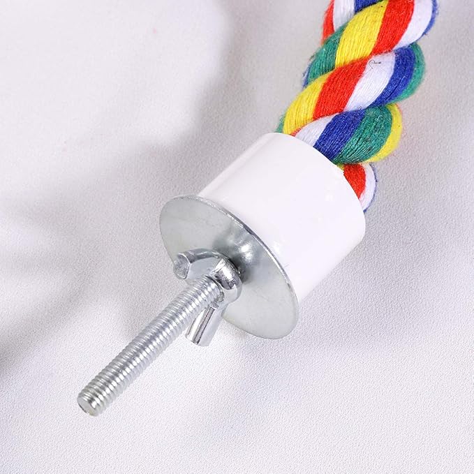 UKCOCO Bird Rope Perch - Comfy Perches for Bird Cages Natural Parrot Cotton Rope, Bungee Perch Pet Chewing Toy for Parrots Playing, Chewing or Preening (80cm/31 Inch)