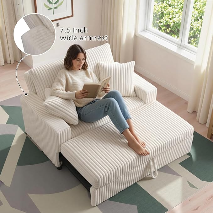 3 in 1 Convertible Sofa Bed，52.8" Pull Out Couch