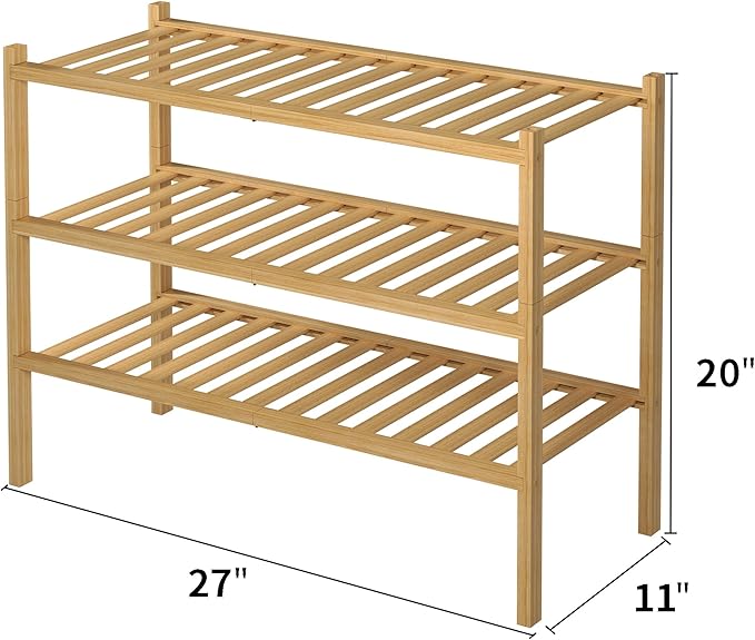 ROMGUAR CRAFT 3 Tier Bamboo Shoe Rack