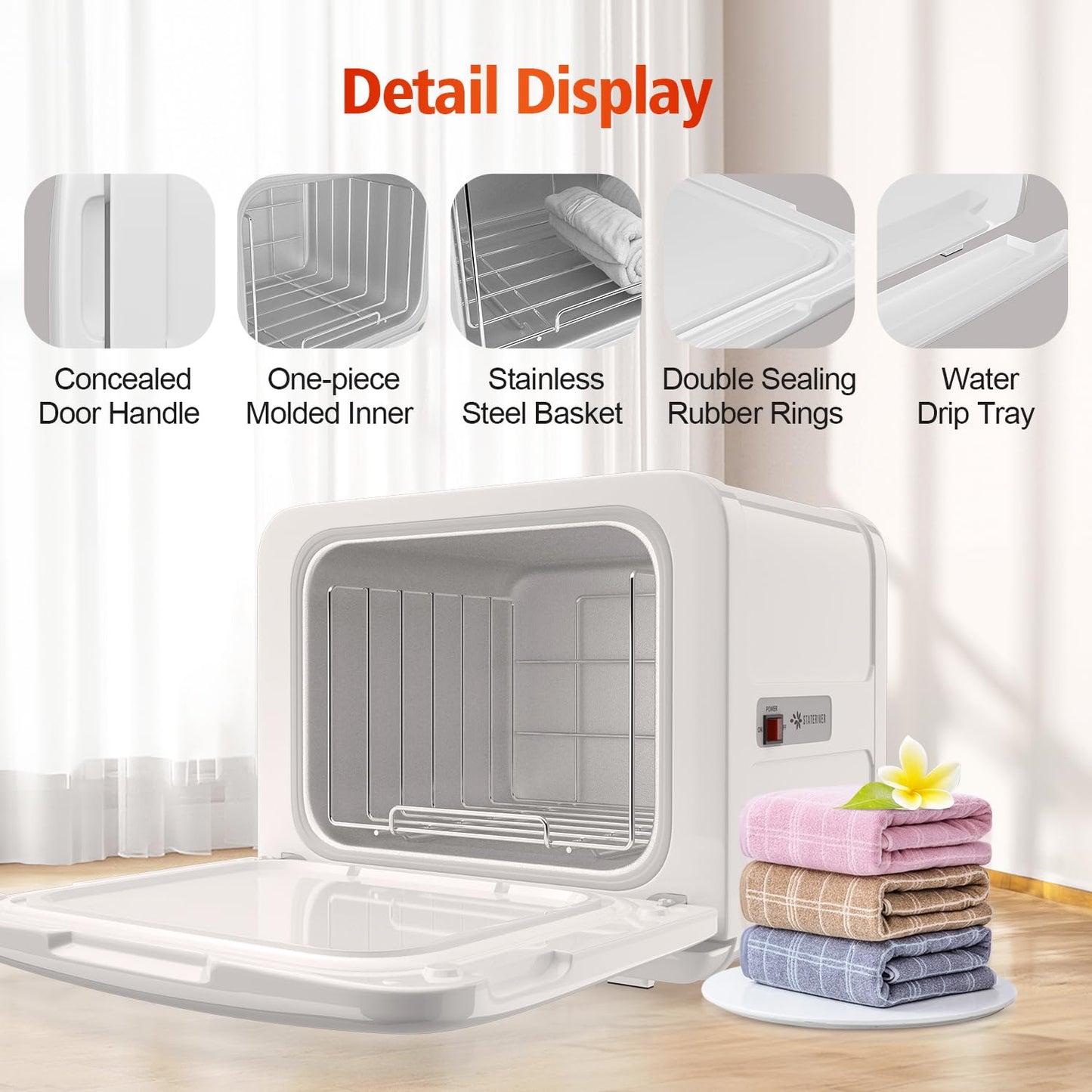 Towel Warmer Cabinet, 8.5L Professional Small Hot Towel Warmer Heating Use for SPA, Massage, Salon, Barber and Home - Black