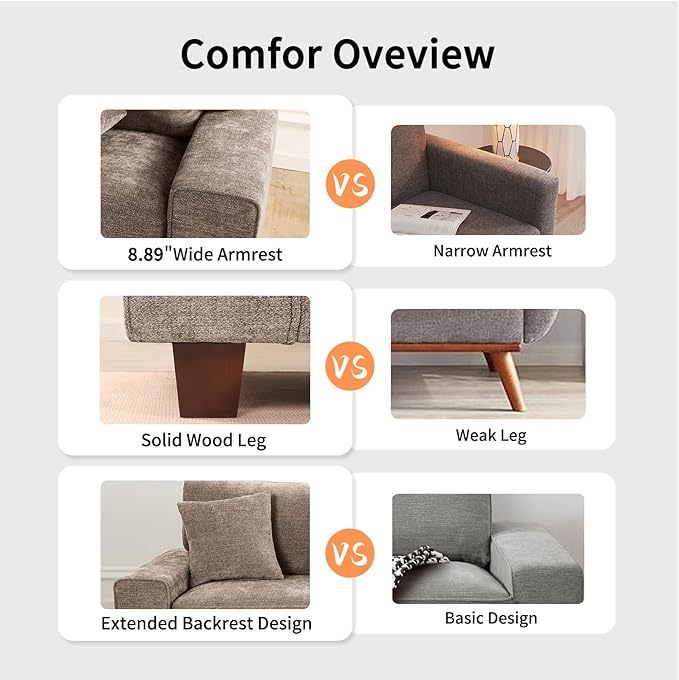 DOPEDIO Modern Loveseat Sofa for Living Room, Chenille Recliner, Removable Cover
