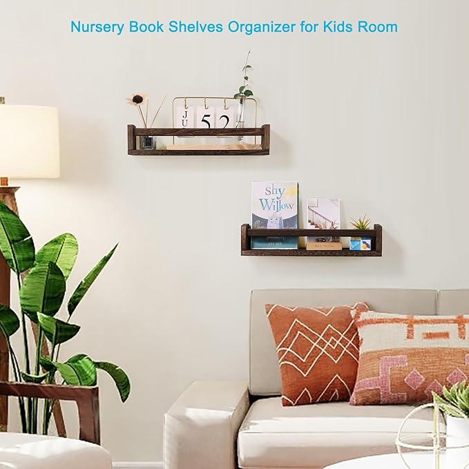 JORIKCHUO Nursery Book Shelves, Kitchen Spice Rack, or Rustic Wall Mounted