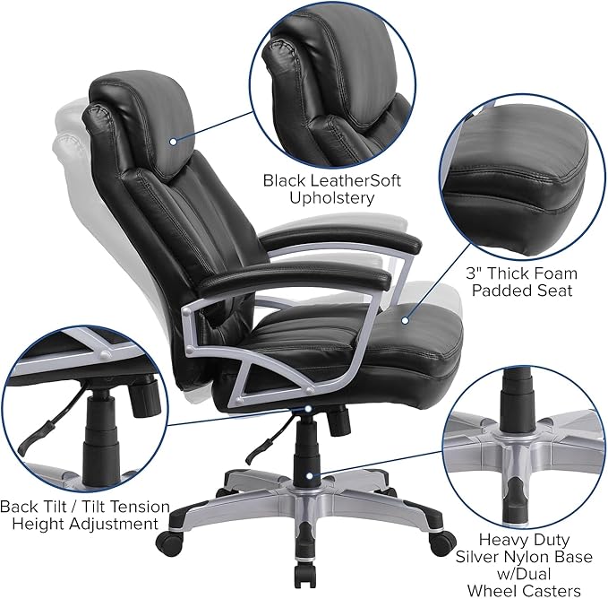 Flash Furniture HERCULES Series Big & Tall 500 lb. Rated Black LeatherSoft