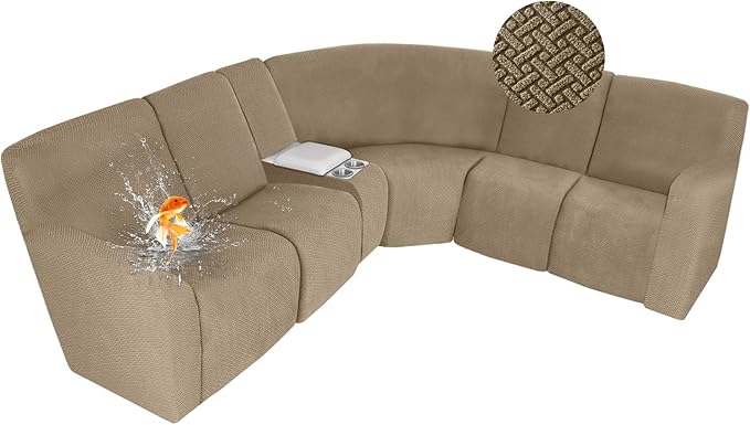 ALIECOM 100% Waterproof Recliner Sectional Couch Covers L Shape Stretch Corner
