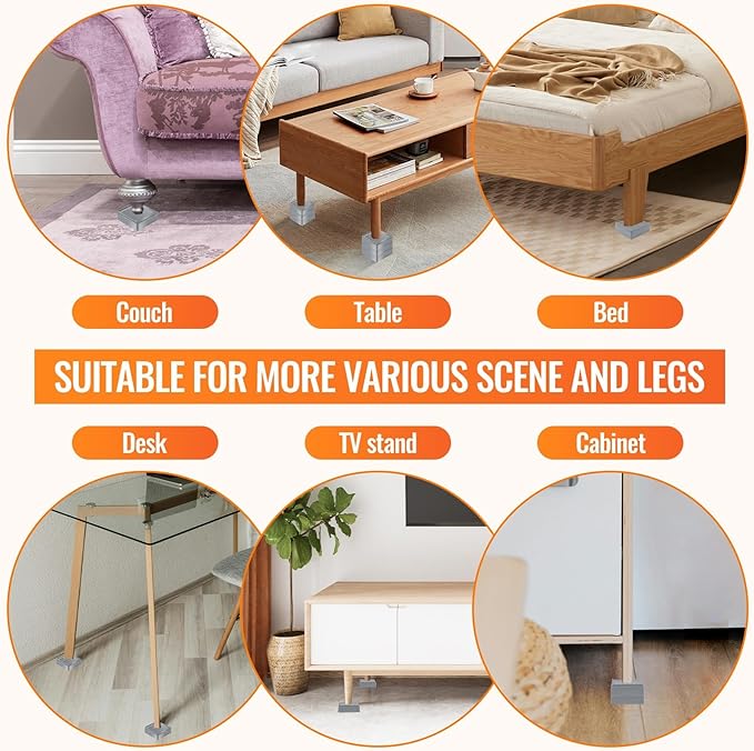 shouwuhho Furniture Risers, 4 Pack Bed Risers