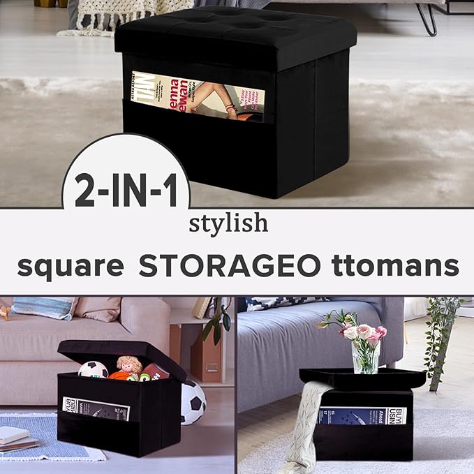 LINMAGCO Storage Ottoman Folding Foot Stool Foot Rest