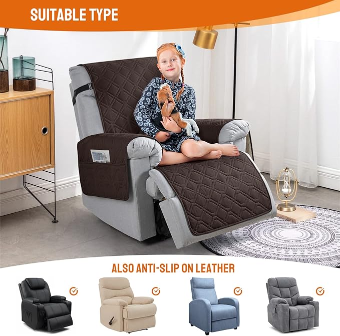 VANSOFY 100% Waterproof Recliner Chair Covers, Recliner Cover Non-Slip Dog