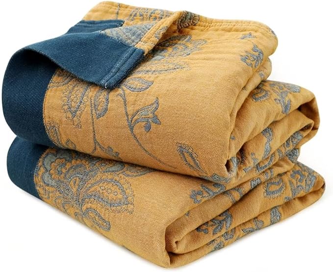 LUTBM Boho Throw Blanket for Bed 100% Cotton Ultra Soft Rustic Quilt Summer