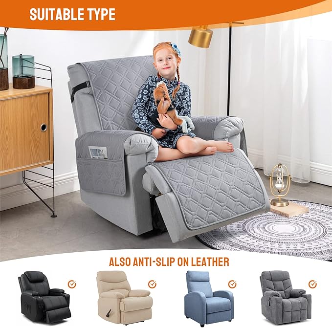 VANSOFY 100% Waterproof Recliner Chair Covers, Recliner Cover Non-Slip Dog
