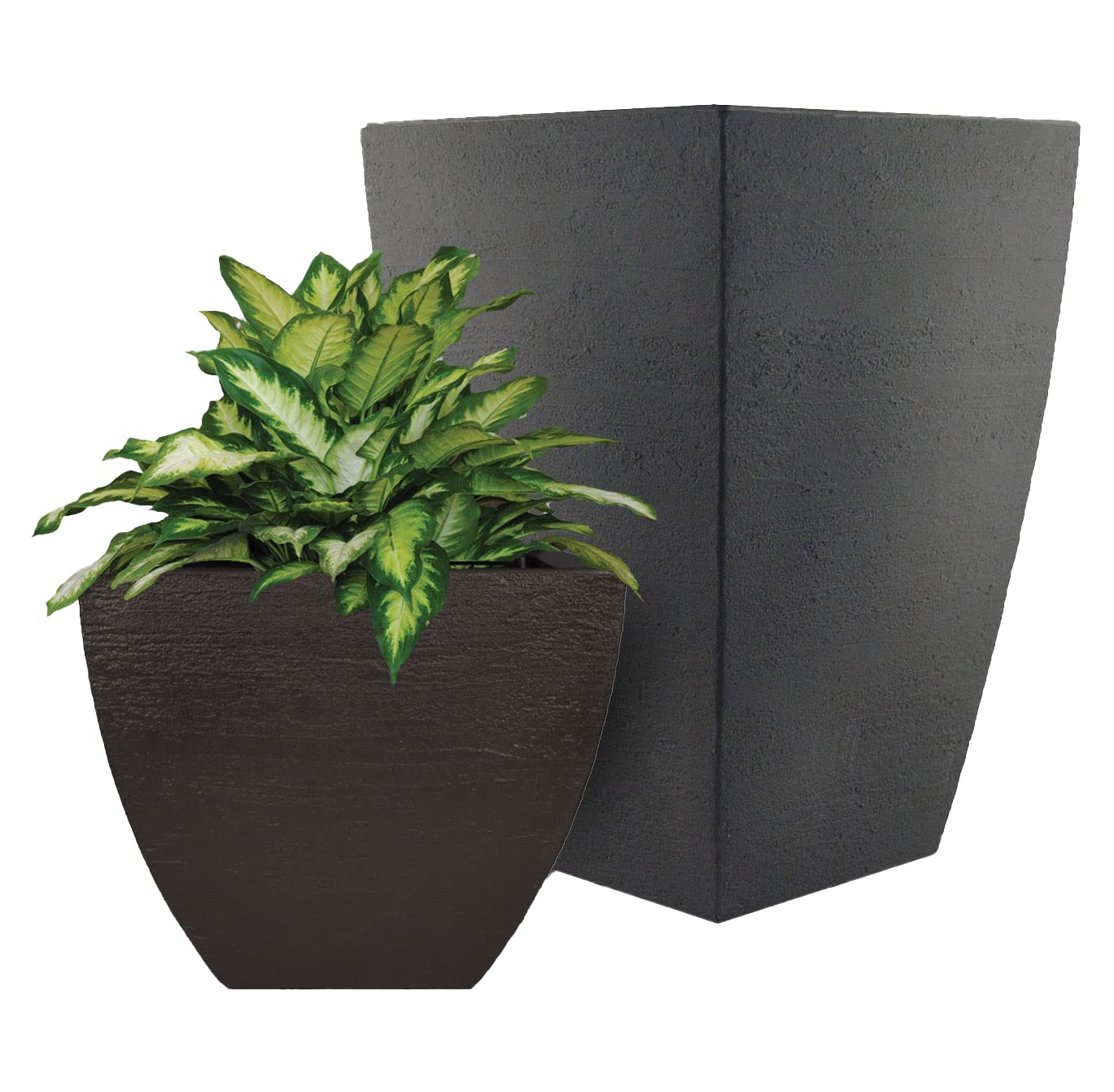 Tusco Products MSQ16SL Modern Square Garden Planter, 16-Inch, Slate