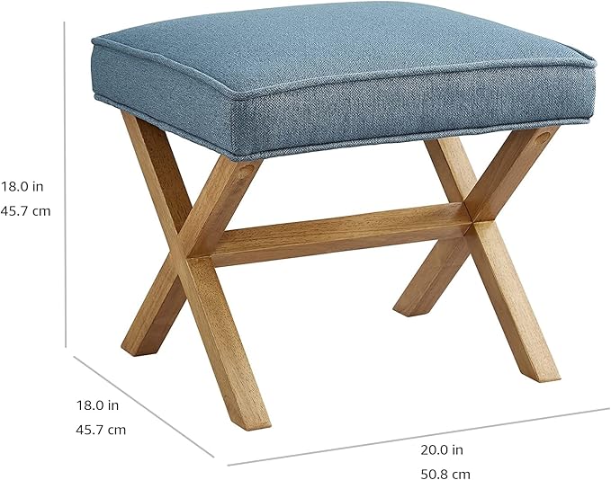 Amazon Brand – Rivet Mid-Century Modern X Stool Ottoman Chair, Indigo