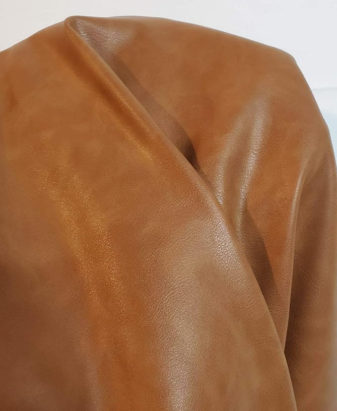 NAT Leathers | Tan Cognac Soft Faux Vegan Leather PU | 4 Yards Cut by the Yard