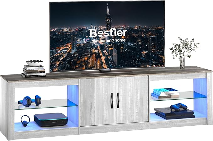 Bestier 70 Inch Led TV Stand for 75 Inch TV Large Entertainment Center Gaming