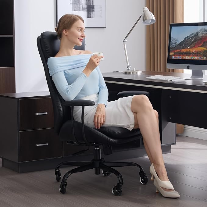E-Motie Office Chair, Leather Desk Chair