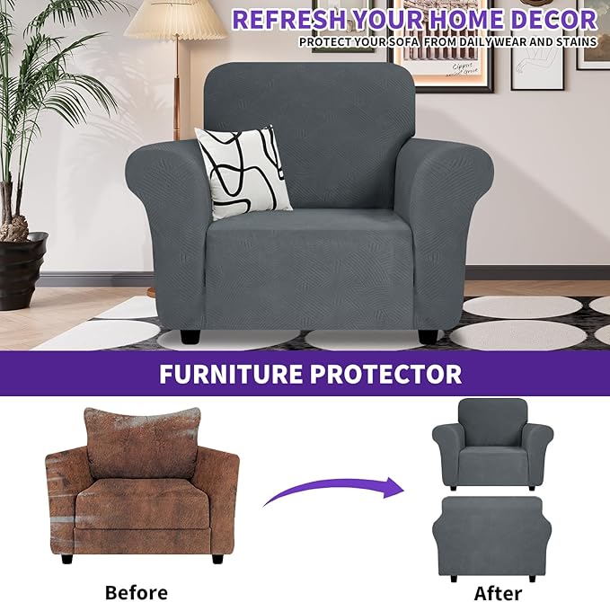 ZNSAYOTX Super Stretch Chair Slipcover, New Striped Sofa Chair Covers