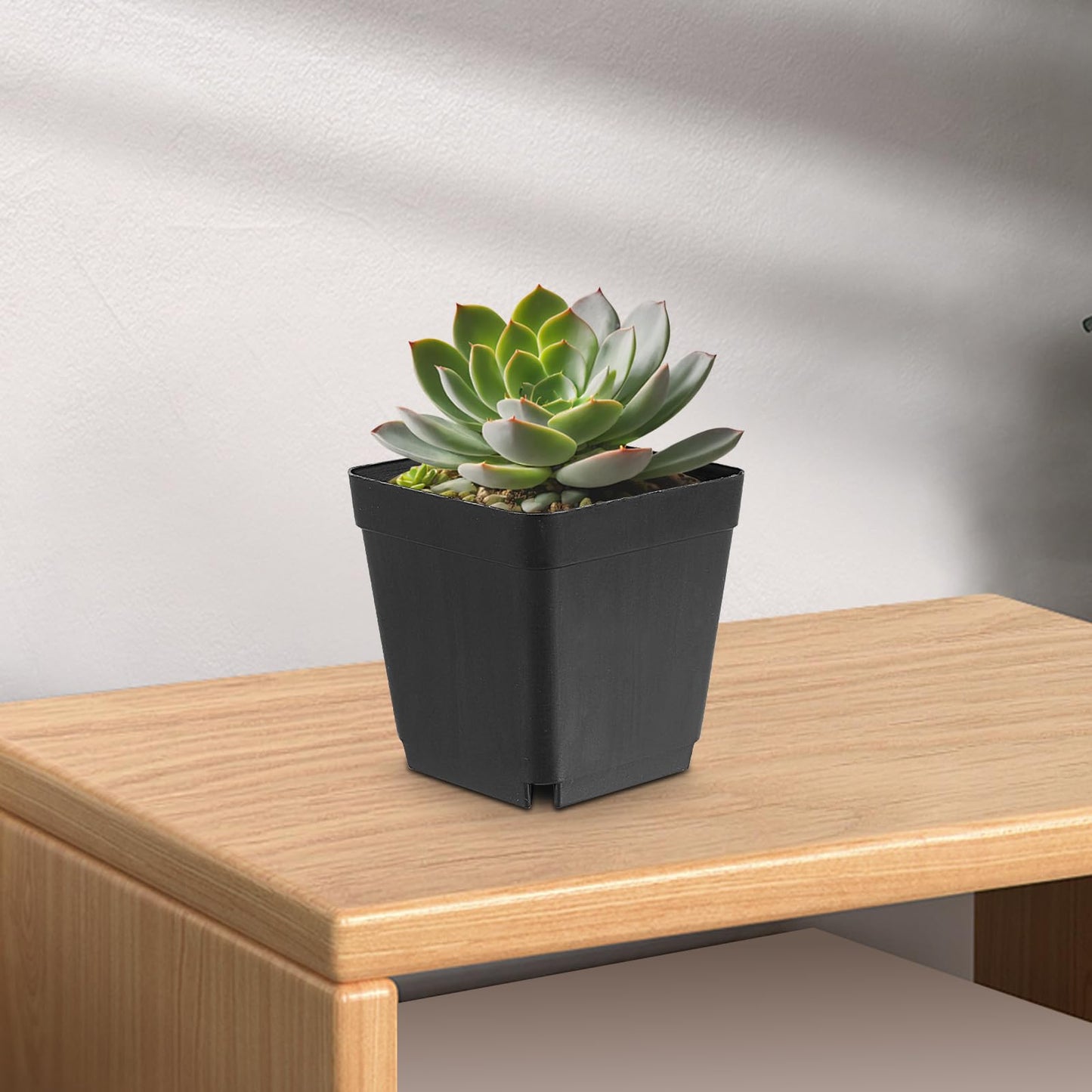 MAHIONG 150PCS 4 Inch Square Nursery Plant Pots, Plastic Plant Seedling Pots with Drainage Holes, Black Plant Seedling Pots for Starting Seedlings or Garden Plant