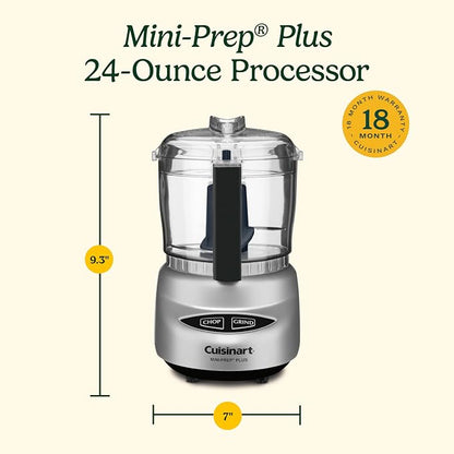Cuisinart Mini-Prep Plus Food Processor, 3-cup Mini Food Processor to Chop Herbs, Vegetables, and Hard Cheese, 3-cup Work Bowl, Reversible Stainless Steel Blade, DLC-2APK, Pink