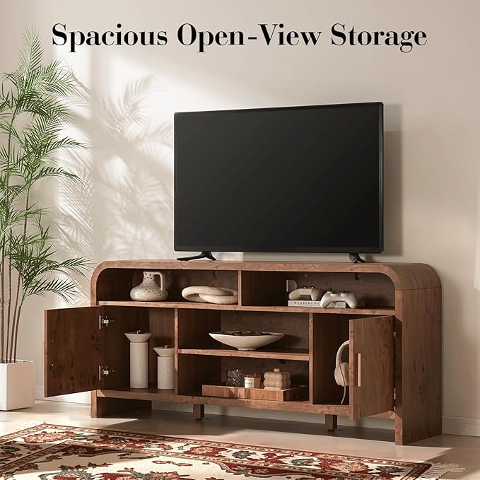 Entertainment Center for Living Room, Curved TV Stand