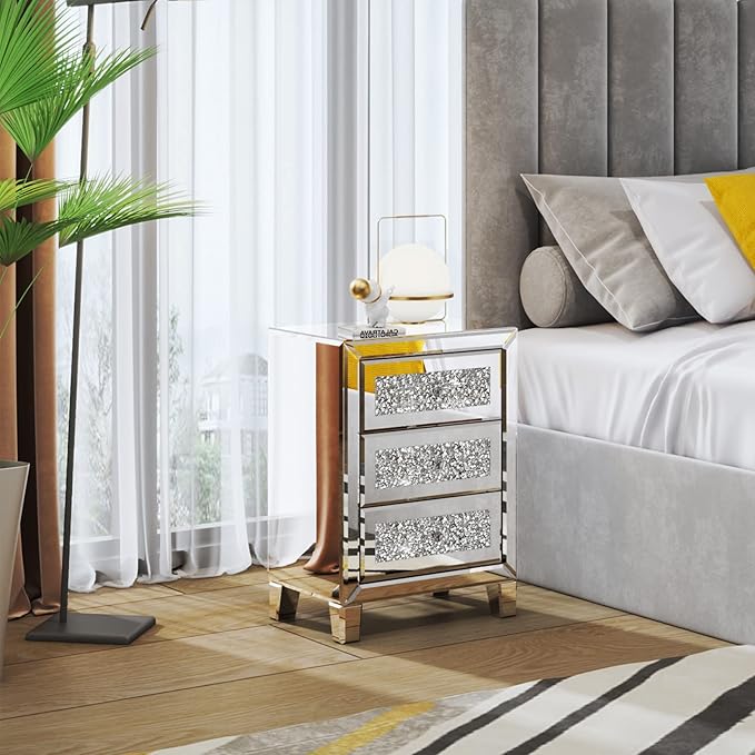 VINGLI Mirrored Nightstand