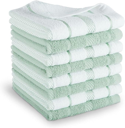 KitchenAid Albany Dishcloth 8 Pack Set, Pistachio/White