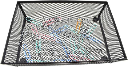 HAHIYO Stackable Mesh Tray Cup 9 x 6 x 2 inches Sturdy Container for Desk Drawer Organizer Collection for Home Office School kitchen Soft Foam Feet No Sharp Edges 1 Pack Black