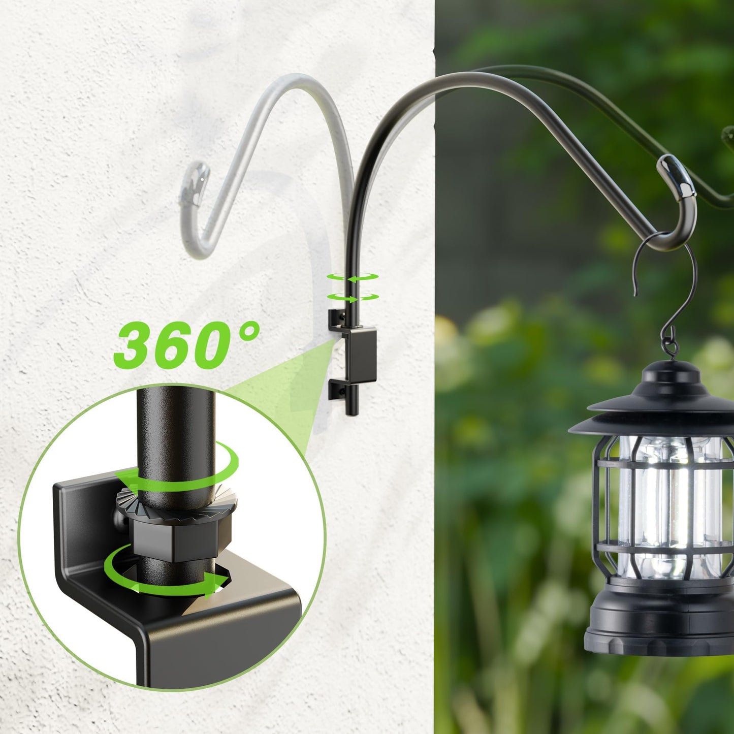 16 Inch Swivel Plant Hanger: Plant Hangers Outdoor, Heavy Duty Hook for Bird Feeder, Plant, Flower Basket, Lantern, Wind Chime & More - Versatile Hanging Brackets Outdoor/Indoor Use Up to 22LB