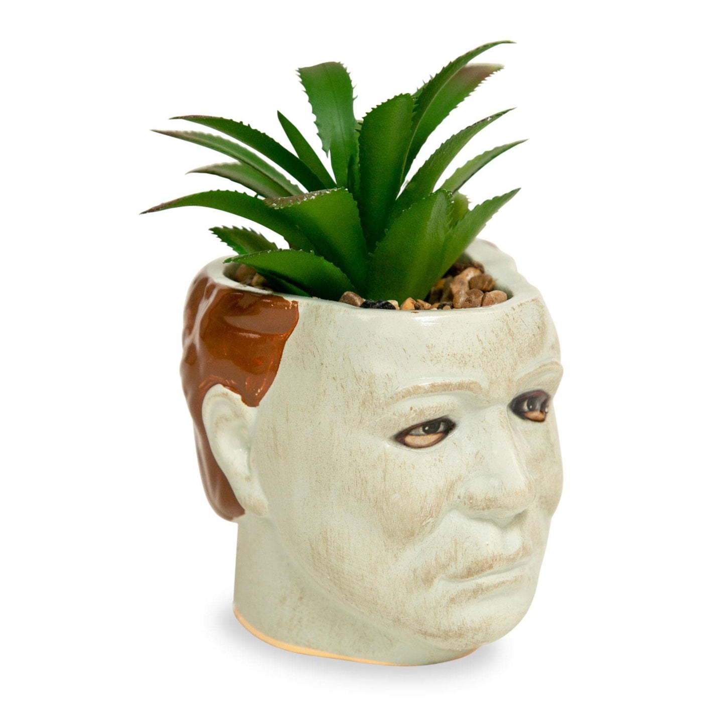 Toynk Halloween Michael Myers 3-Inch Ceramic Mini Planter with Artificial Succulent | Small Flower Pot, Faux Indoor Plant