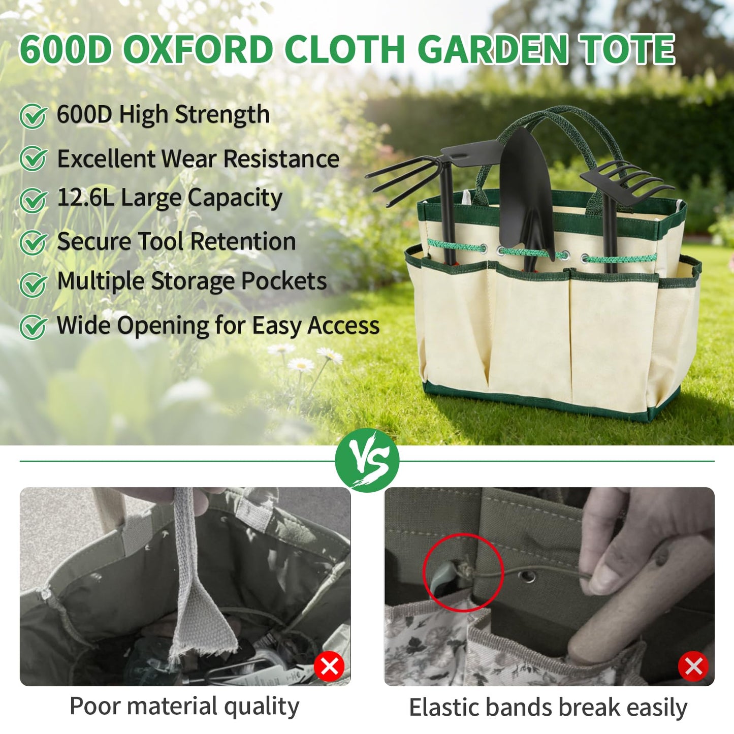 SHAOKAOLU 10 Pcs Gardening Tool Set - Heavy Duty Garden Kit with Stainless Steel Pruning Shears, Trowel Garden Tool, Kneeling Pads, Repotting Mat - Garden Tote, Ideal Gardening Gifts for Women and Men