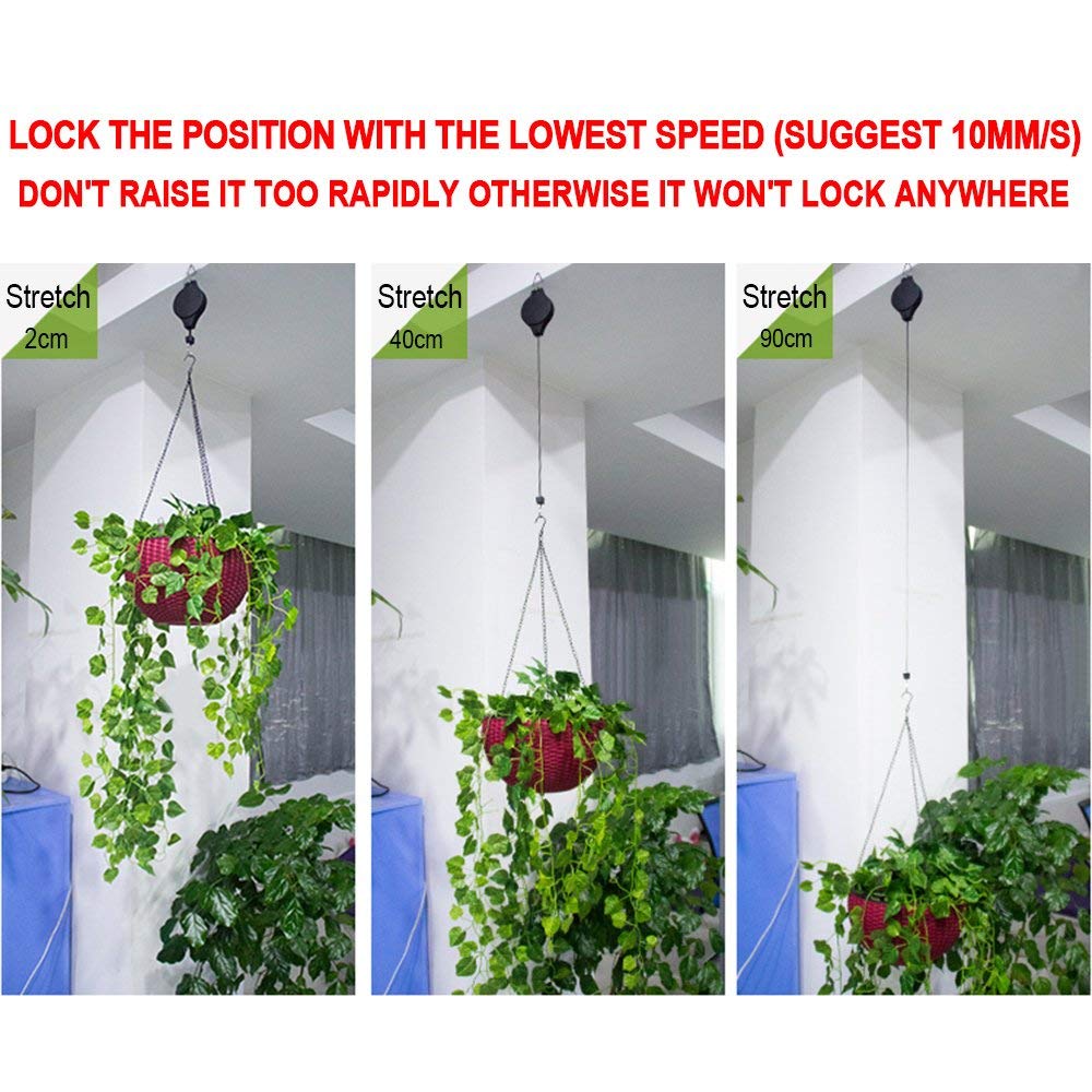 Lythor Pack Plant Hook Pulley, Retractable Plant Hanger Easy Reach Hanging Flower Basket for Garden Baskets Pots and Birds Feeder Hang High up and Pull Down to Water Or Feed (Black 6Pack)