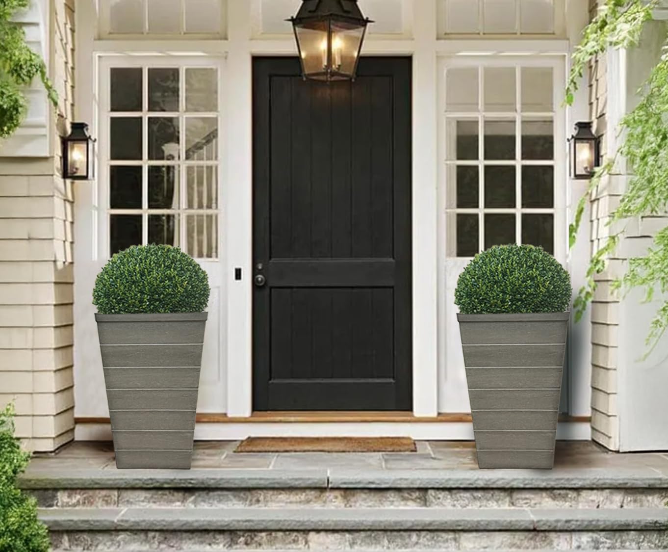 EMSCO Tall Accent Planters – 22.5" H Tapered Resin Planters for Front Porch, Entryway, Patio & Garden