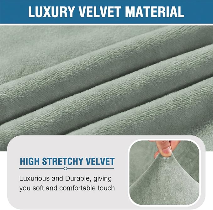 H.VERSAILTEX Armless Accent Chair Covers Thick Velvet Armless Chair Slipcovers