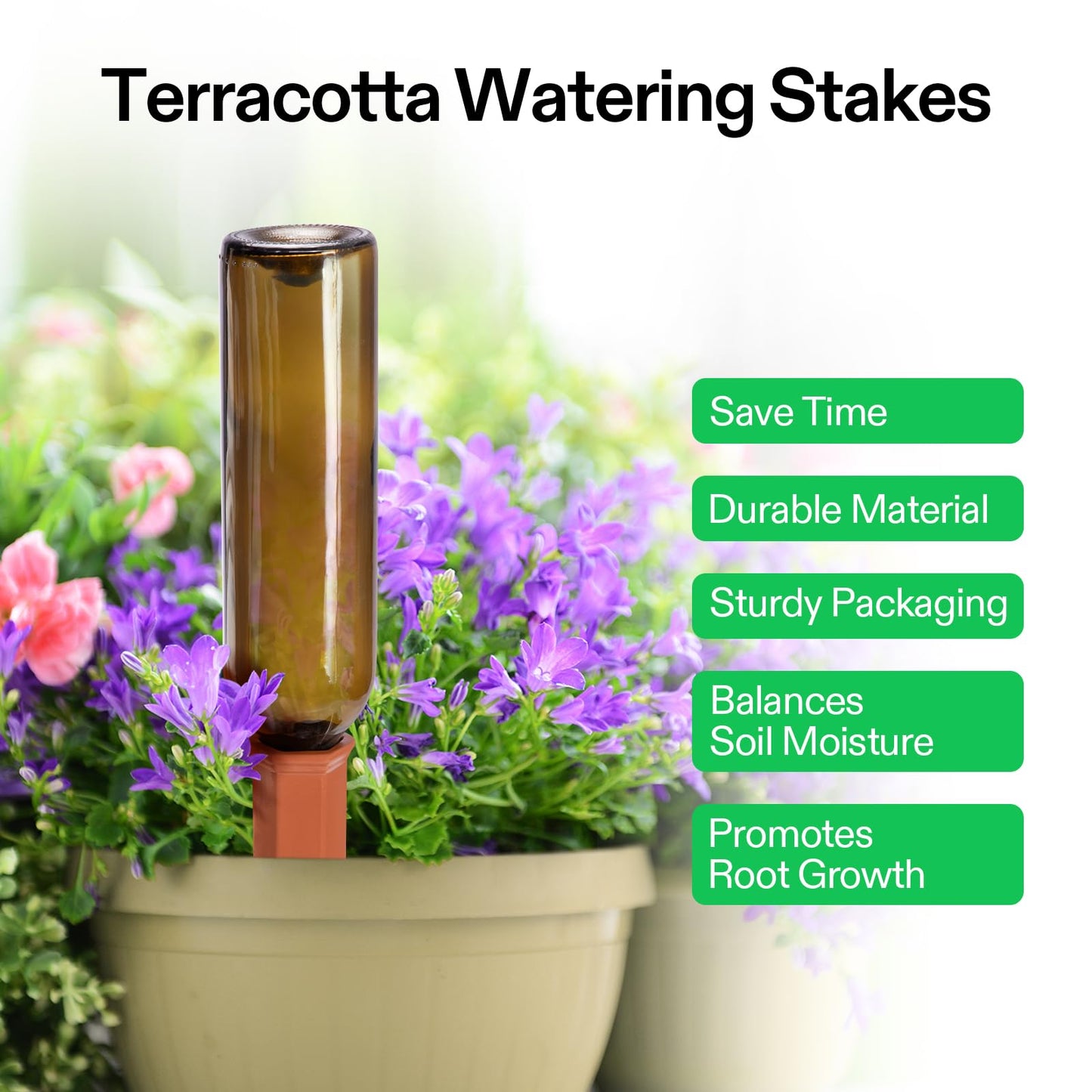 VIVOSUN 6-Pack Self-Watering Spikes, Hexagonal Terracotta Watering Stakes, Auto-Water Device, Planter Insert for Indoor & Outdoor Potted Plants