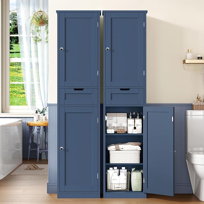 Iwell 67" Tall Bathroom Cabinet, Storage Cabinet