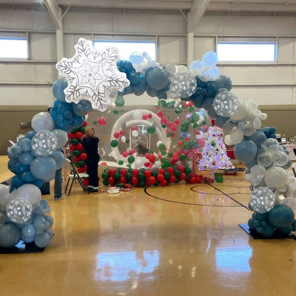 Winter Wonderland Balloons Garland Arch Kit, 101Pcs Dusty Blue White Balloons with Snowflake Foil Balloon for Christmas Xmas Holiday Ice Snow Girl Princess Theme Baby Shower Birthday Party Decorations