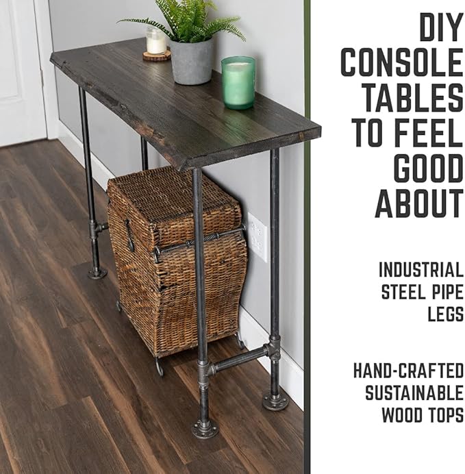 Restore by Pipe DÉCOR Live Edge Wood Console Table 48 in. x 16 in. x 34 in.