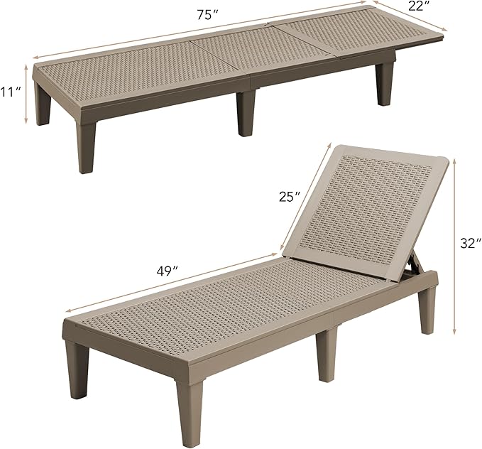 Devoko Outdoor Chaise Lounge Chair Set of 2